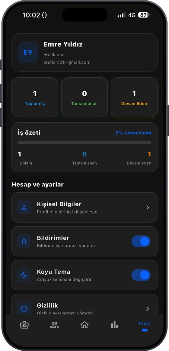 TrinkCeb mobil uygulaması — Profil ekranı